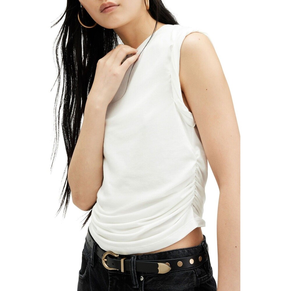 AllSaints West Tank Top Womens small White Minimalist Ruched layer twist strap